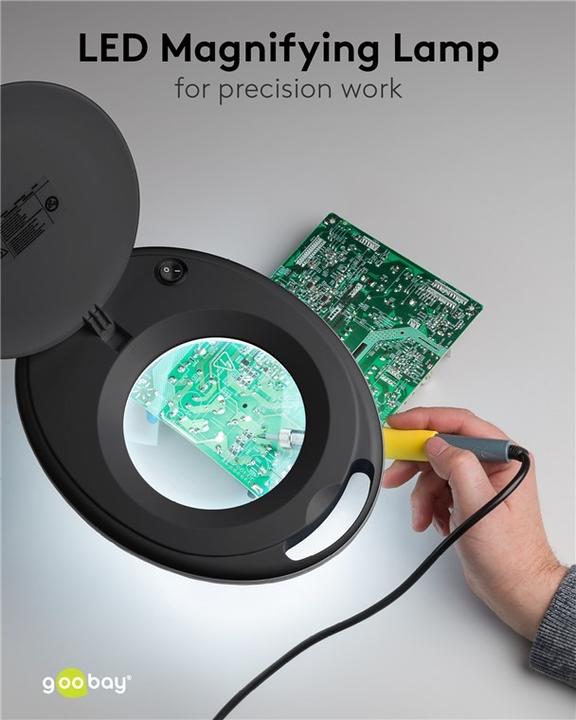 Image du produit Goobay Lampe loupe à pince à LED, 8 W, noire (650 lm)