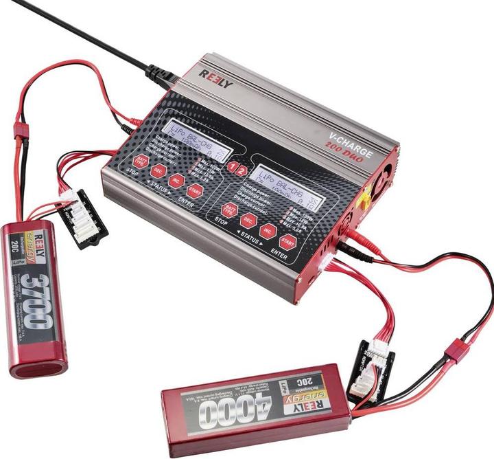 Actual product image Reely V-Charge 200 Duo model making multifunction charger 12 V, 230 V 10 A NiMH