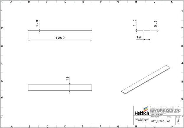 Produktbild Hettich Magnetband 1000 x 19 mm