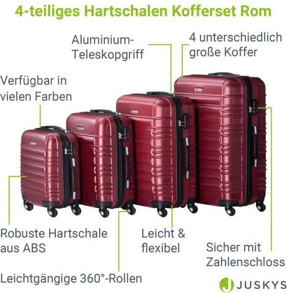 Image du produit Juskys Set de valises rigides Rome (120 l, Bagage à main (jusqu'à 50l), M (50 - 90l), L (90 - 115l), XL (à partir de 115l))