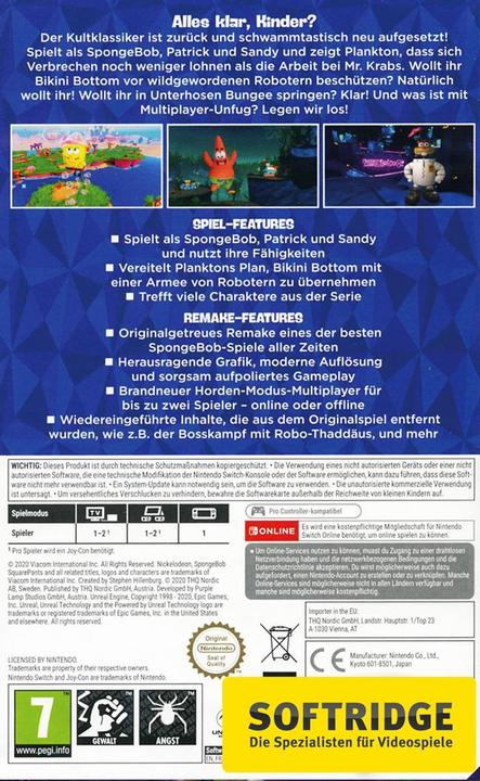 Produktbild THQ SpongeBob: Battle for Bikini Bottom - Rehydrated (Switch, DE)