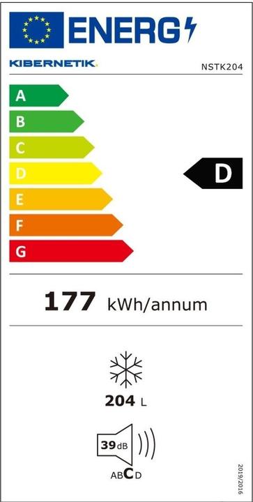 Etichetta energetica Kibernetik ECOTK204 (Struttura autonoma, 204 l)