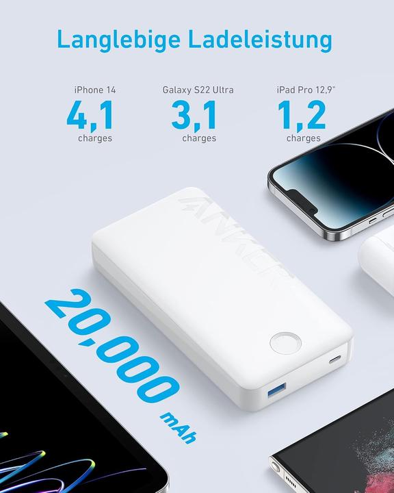 Produktbild Anker Powerbank PowerCore 20K II 20.000mAh Akku (20000 mAh, 15 W)