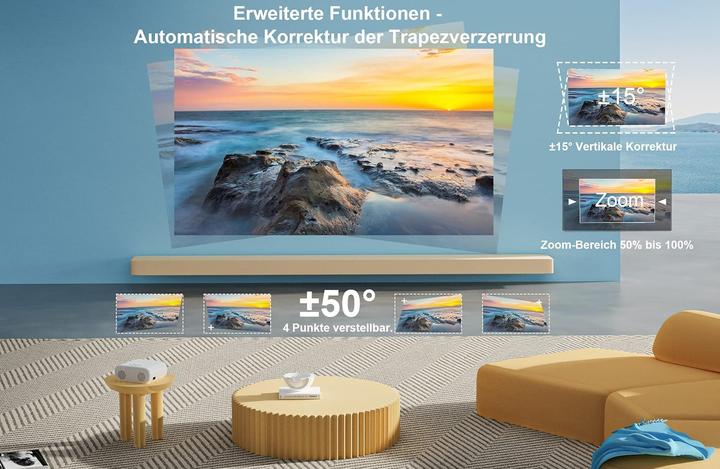 Produktbild Jimveo 4K Smart Beamer E30 mit Auto-Fokus & WiFi6 (4K, 800 lm)