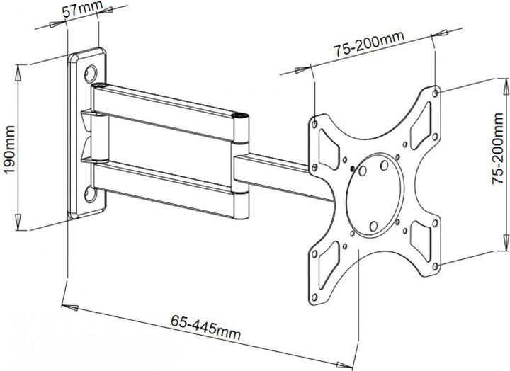 Immagine prodotto Techly EFB supporto a parete 48,26 cm 19 pollici - 93,98 cm 37 pollici LCD/LED/Plasma 3 snodi (Muro, 37", 25 kg)