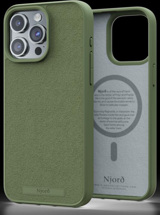 Njord Suede MagSafe Case for iPhone 15 Pro Max, Olive (Apple iPhone 15 Pro Max)