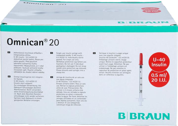 Produktbild B.Braun Insulin-Spritzen Omnican 20 0,3x8mm, 0,5 ml (Insulinspritze)