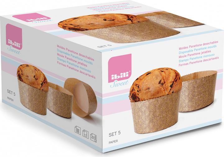 Image du produit Ibili Set 5 moules à panettone 500 gr. Préparez de délicieux panettone dans ce set de haute qualité (14 cm)