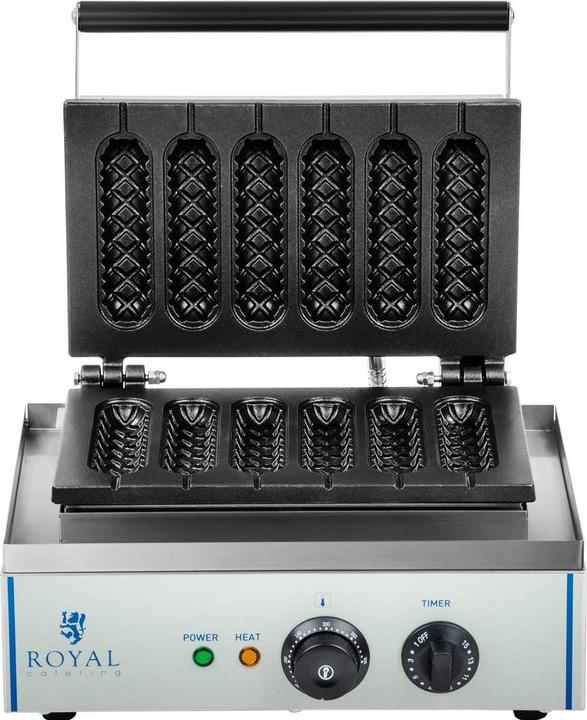Produktbild Royal Catering Waffeleisen Edelstahl Profi Waffeln Am Stiel Waffelsticks Corn Dogs 1500 Watt