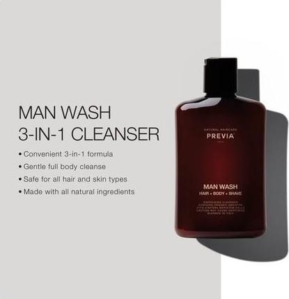 Actual product image Previa MAN Wash Hair + Body + Shave (250 ml)
