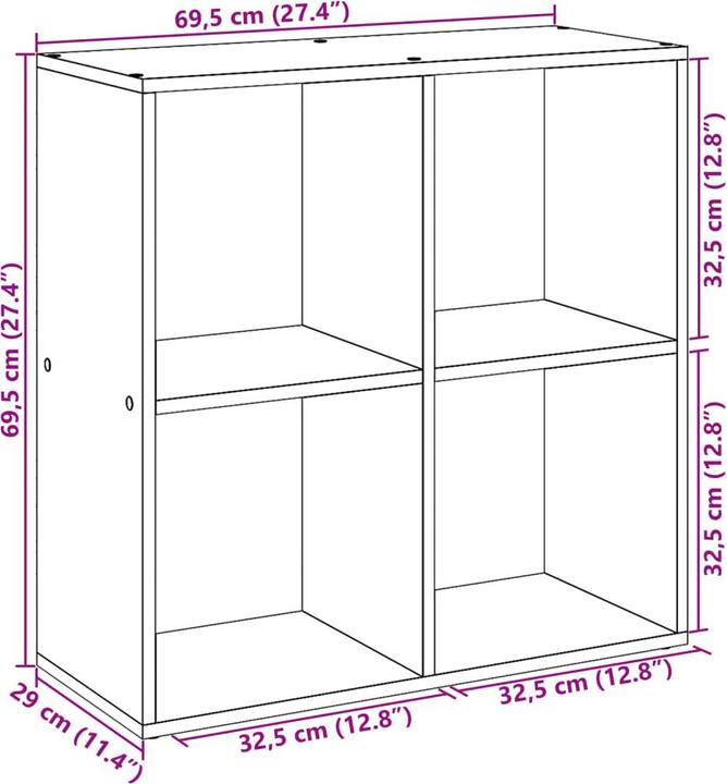 Immagine prodotto VidaXL Divisorio per ambienti Libreria Scaffale in piedi Scaffale per ufficio Scaffale a cubo Rovere fumé (69,5 x 29 x 103,5 cm)