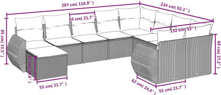 Produktbild VidaXL Gartenmöbel Sofa Garnitur Gartengarnitur Garten Sitzgruppe 10-tlg. Beige