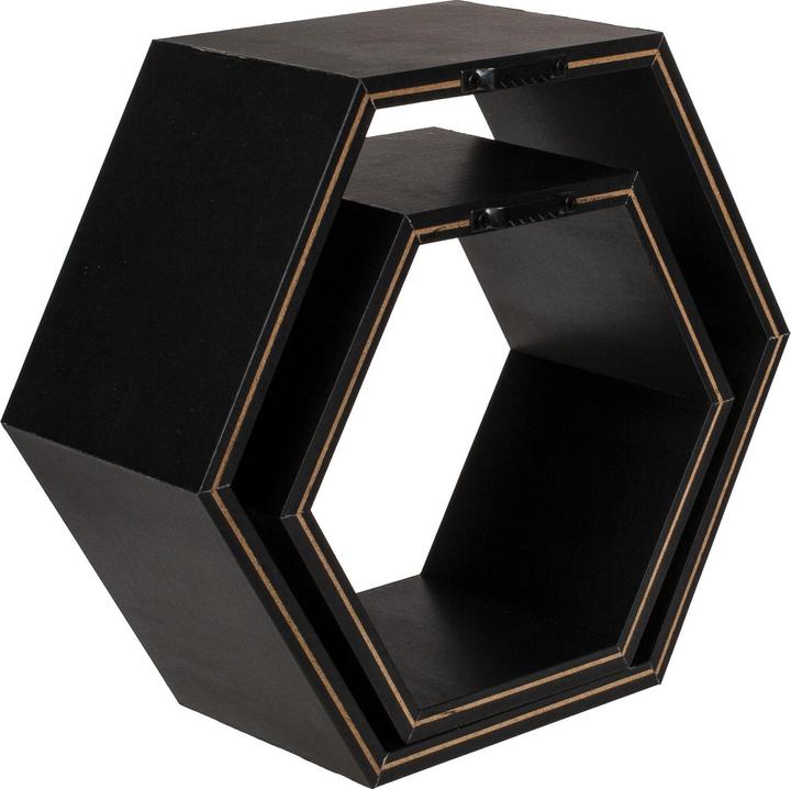 Image du produit Ootb Étagère murale noire, 6 faces, lot de 2 (23 x 20 x 9 cm)