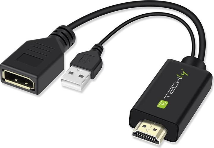 Image du produit Techly Adaptateur HDMI M vers DisplayPort F + USB-A M 4Kx2K 30Hz (HDMI, 1.10 cm)