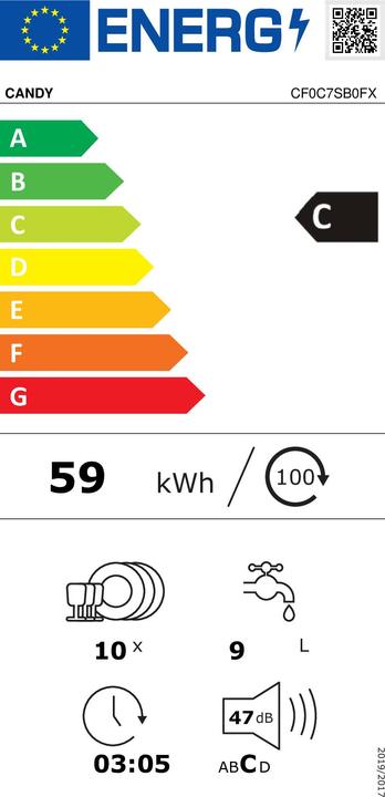 Energy Label Candy Rapidò CF0C7SB0FX Freestanding dishwasher 45