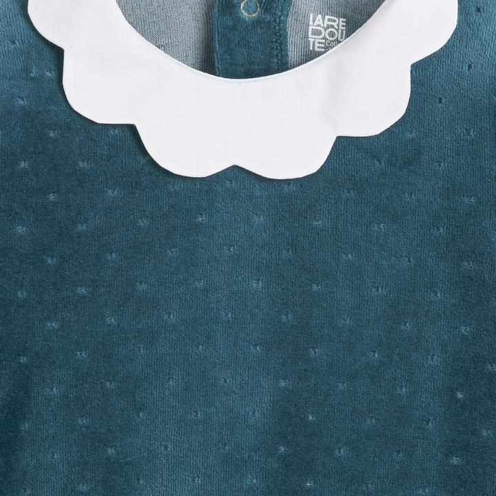 Actual product image La Redoute Collections Samtstrampler mit Blumenkragen (60)