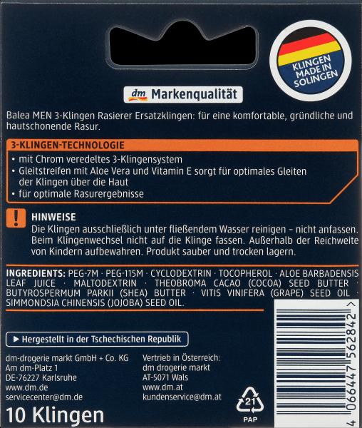 Actual product image dm Balea MEN 3-blade razor blades (10 x)