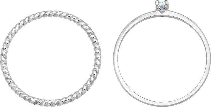 Image du produit Elli DIAMONDS Bague diamant (0.06 ct) solitaire ruban 585 or blanc (58, Or 585/14 K)