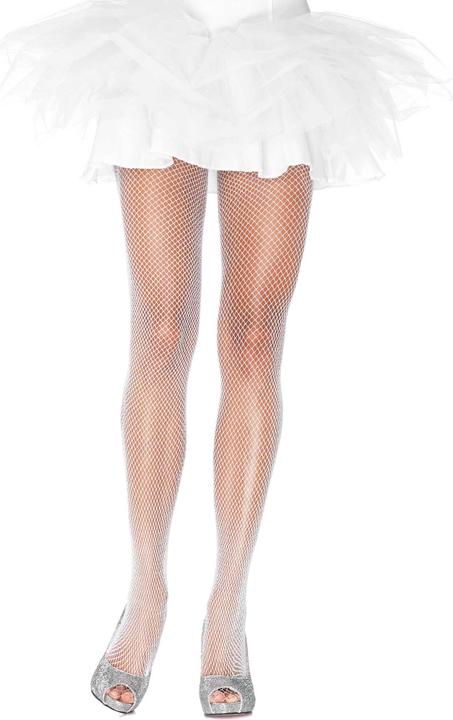 Actual product image Leg Avenue Glitzer Netzstrumpfhose weiss-silber (One size)