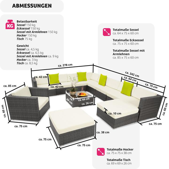 Produktbild tectake Rattan Lounge