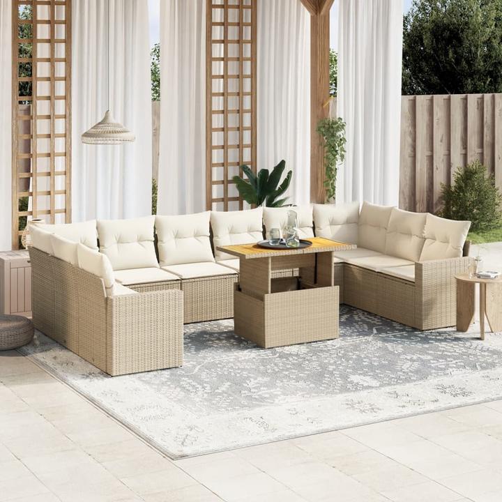 Produktbild VidaXL Gartenmöbel Sofa Garnitur Gartengarnitur Garten Sitzgruppe 11-tlg. Beige