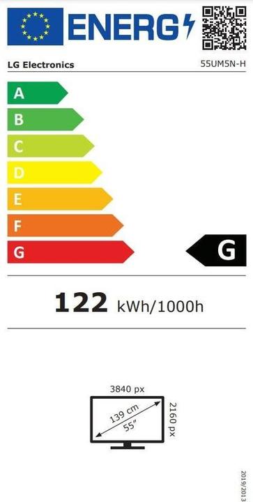 Energy Label LG 55UM5N-H (3840 x 2160 Pixels, 55")