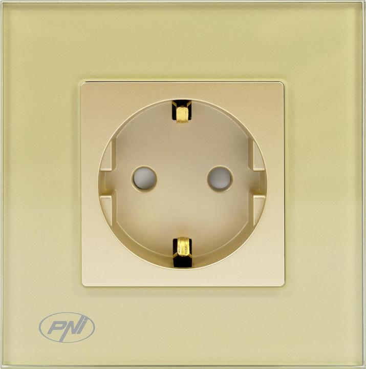 Produktbild PNI Einfache Einbausteckdose WP101G mit Glasrahmen, goldgoldene Farbe, 16A 3000W