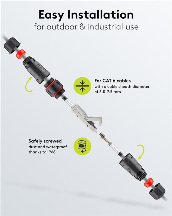 Actual product image Goobay Outdoor (IP68) network cable connector (Network coupling)