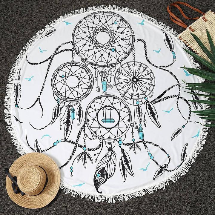 Actual product image Cover-Discount Dreamcatcher Round Beach Towel (150 cm)