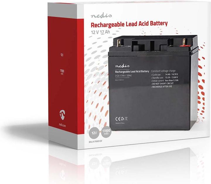 Image du produit Nedis Batterie plomb-acide rechargeable| Acide de plomb| Rechargeable| 12 V| 17000 - (1 pcs, Spécifique à l'appareil, 17000 mAh)