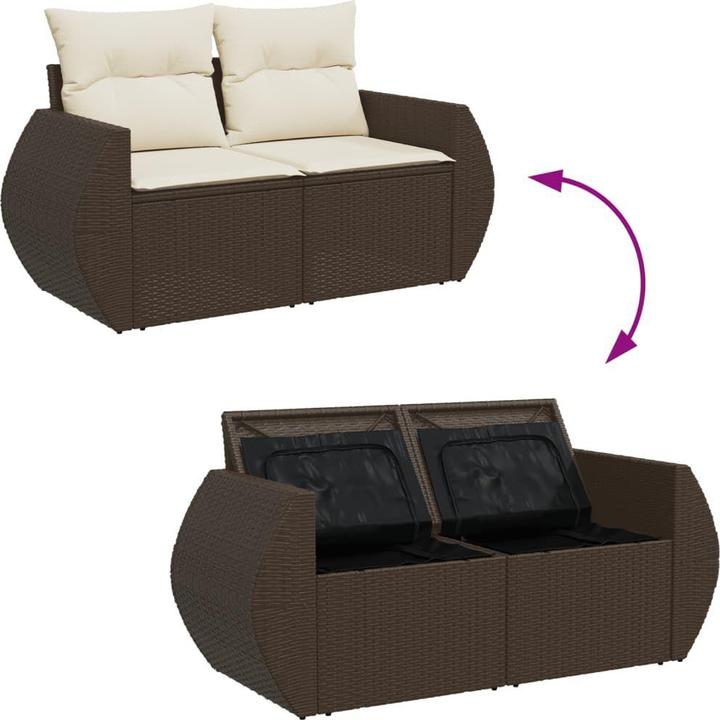 Produktbild VidaXL Gartensofa mit Kissen 2-Sitzer Outdoor Sofa Gartenstuhl Braun Poly Rattan
