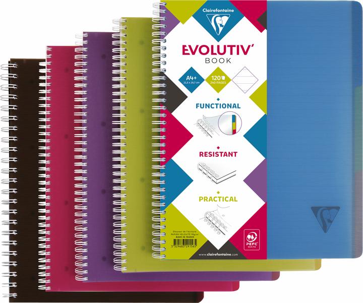 Produktbild Clairefontaine Spiralheft Evolutiv'Book (A4+, Liniert, Harter Einband)