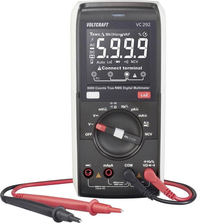 Immagine prodotto Voltcraft VC292 Multimetro portatile calibrato (ISO) con display digitale CAT III 600 V (CAT III 600V)