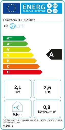 Energy Label Klarstein Pure Blizzard 3 2G (34 m², 7000 BTU/h)