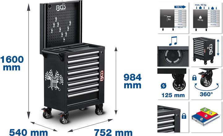 Produktbild BGS Werkstattwagen 8 Schubladen mit 263 Werkzeugen (263 x)