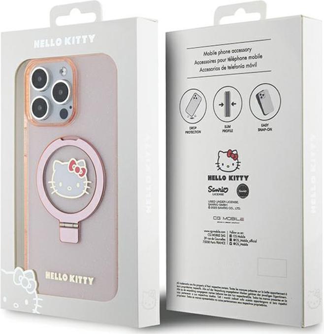 Image du produit Hello Kitty HKHMP15XHRSGEP iPhone 15 Pro Max 6.7" różowy/pink hardcase Ring Stand Glitter Electrop L (Apple iPhone 15 Pro Max)