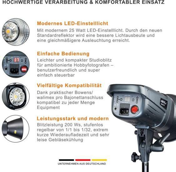 Produktbild Walimex pro Emerger 200 Studioblitz (200 W, Blitzkopf)