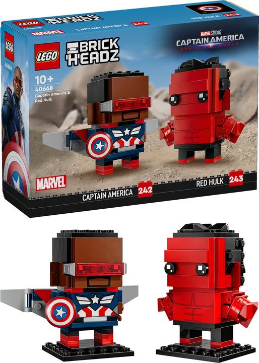 Produktbild LEGO BrickHeadz Super Heroes Captain America & Red Hulk (40668, LEGO Brickheadz)