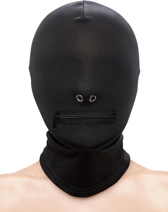 Actual product image NS Novelties fetish & fashion zippered mouth hood black