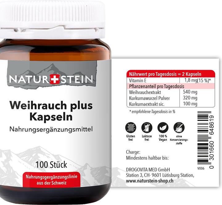 Actual product image Naturstein Frankincense plus capsules 100pcs. (100 Piece, Capsules, 159 g)