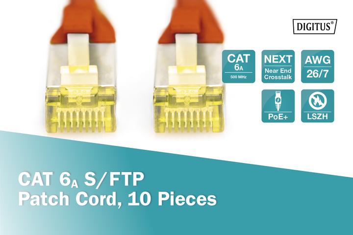 Actual product image Digitus CAT 6A S/FTP patch cord, 10 pieces (S/FTP, CAT6a, 3 m)