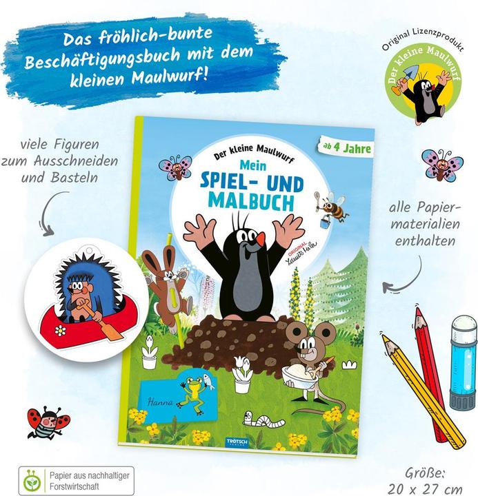 Produktbild Der kleine Maulwurf Mein Spiel- und Malbuch