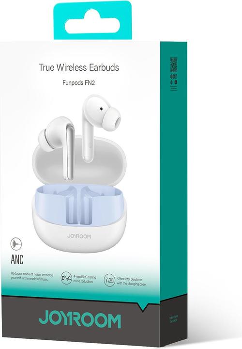 Actual product image Joyroom Funpods Series True Wireless earphones - White (ANC, 7 h, Cable)