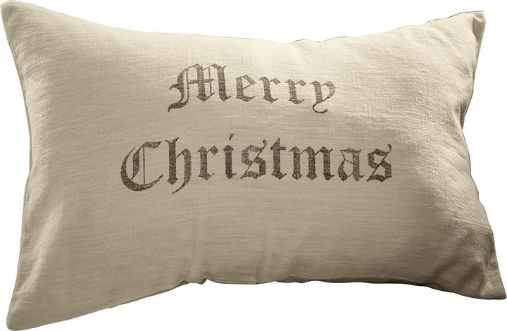 Produktbild Loberon Kissenhülle Merry Christmas weiss (40 x 60 cm)