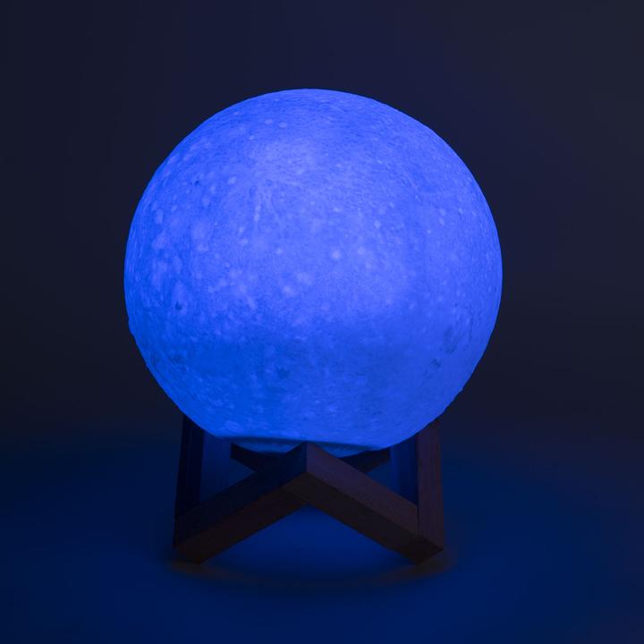 Actual product image Casativo Set of 2 3D moon decorative lamps, touch & remote control, 16 colours, rechargeable battery, Ø 15 cm