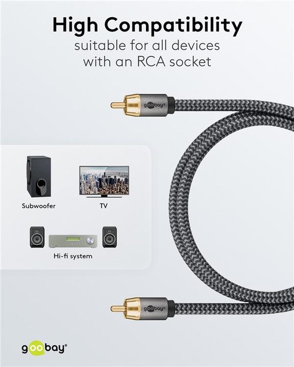 Image du produit Goobay Câble RCA mono, 5 m, Sharkskin Grey (5 m, RCA)