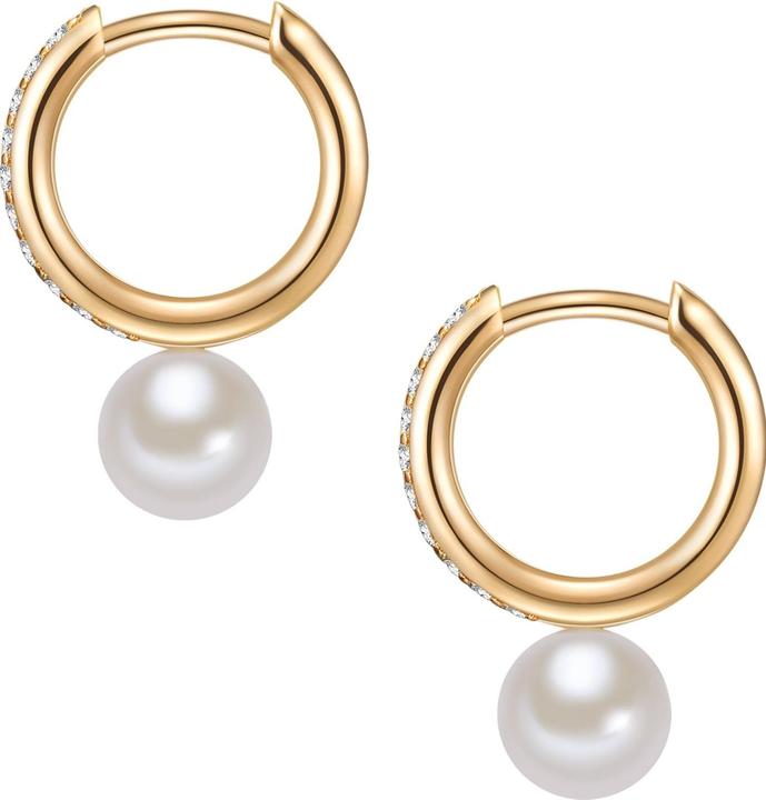 Produktbild Valero Pearls Damen Sterling Silber Zirkonia Süsswasser-Zuchtperle gelbgold - 11886 (Sterling Silber)