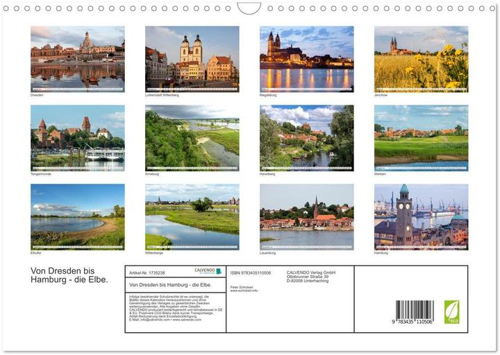 Actual product image Von Dresden bis Hamburg - die Elbe. (Wandkalender 2025 DIN A3 quer), Monatskalender (A3, German)