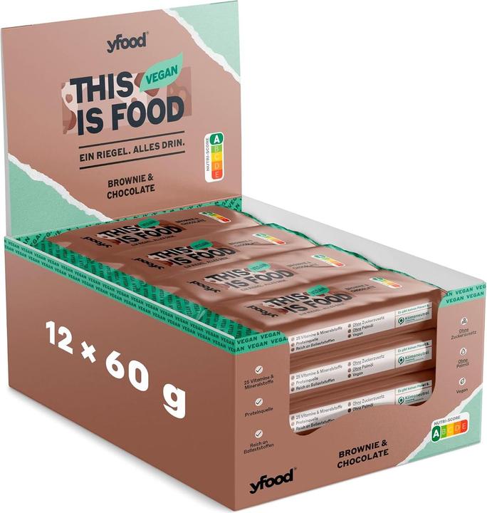 Produktbild YFood Veganer Protein Riegel (Brownie, Schokolade, 12 Stk., 800 g)