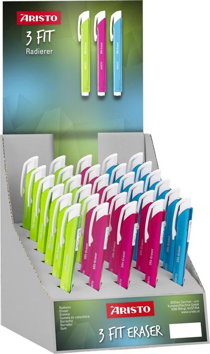 Actual product image Aristo Eraser pencil 3Fit Display 30, 10 x each blue, green, violet